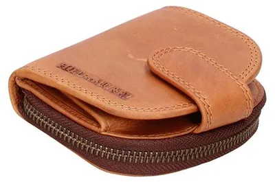 Produktbild von Herrengeldbörse Hill Burry echtes Kalbsleder cognac mit Reißverschluss UNICA 10x9x3.5 cm HILB-5036-CUOIO