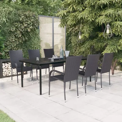 Produktbild von The Living Store 7-tlg. Garten-Essgruppe Schwarz