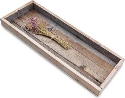Immagine prodotto di Vassoio portacandele in legno bianco shabby con bordo grande - 55 x 20 cm - Vassoio decorativo XL rettangolare dall'aspetto vintage