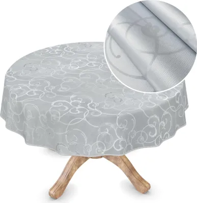 Produktbild von Tischdecke Wachstuch Premium Ornamente Grau Robust Wasserabweisend Rund 150 cm