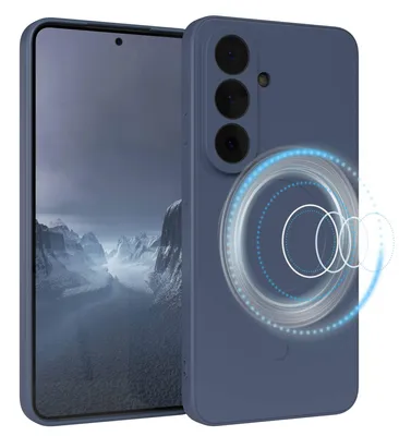 Produktbild von EAZY CASE - Silikonhülle MagSafe für Samsung Galaxy S26, Hülle Silikon, weich stoßfeste Magnet Handyhülle, Schutzhülle mit Kameraschutz, TPU Bumper in Dunkelblau