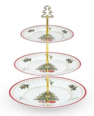 Keramik-Tortenständer 3-stöckig, Weihnachtsbaum, 25,4/22,9/17,8 cm