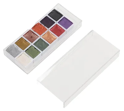 Produktbild von 12-teiliges Aquarellfarben-Set im Retro-Metall-Design, tragbar, hochpigmentiert, Künstlerbedarf für Schüler, Erwachsene und Künstler