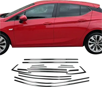 Produktbild von Fensterleisten Zierleisten für Opel Astra K Schrägheck Edelstahl Dunkel 16tlg