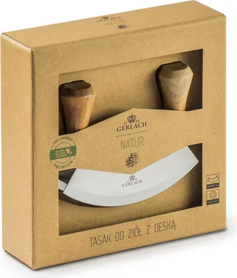 Immagine prodotto di GERLACH Coltello da tritare Coltello per erbe aromatiche in acciaio inossidabile con tagliere