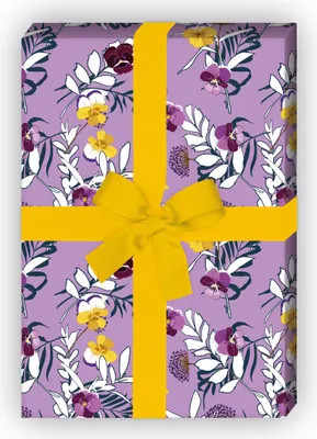 Produktbild von Sommer Blumen Geschenkpapier mit Stiefmütterchen, lila zum Einpacken - G11602, 32 x 48cm