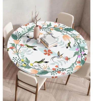 Zdjęcie produktu dla Obrus okrągły, zmywalny, 80 cm, elastyczny, wodoodporny, wzór marmuru, z gumką