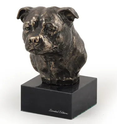 Obrázek produktu pro Stafordšírský bulteriér - Socha psa, busta na kamenném podstavci, socha, trofej pro výstavu psů značky Art-Dog