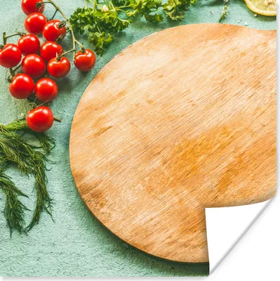 Produktbild von MuchoWow® Poster Ein rundes Schneidebrett mit allerlei Gemüse drum herum 30x30 cm - Wandposter - Printing