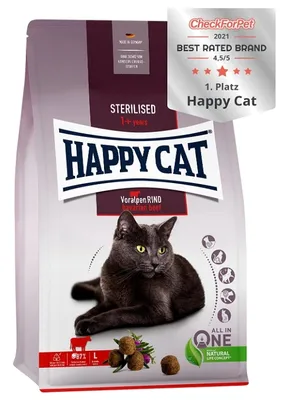 Produktbild von Happy cat, Trockenfutter für sterilisierte Katzen, Rindfleisch, 300g