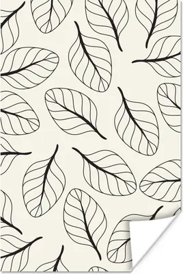 Produktbild von MuchoWow® Poster Natur - Blätter - Muster - Schwarz 120x180 cm - Kunstposter