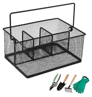 Immagine prodotto di Omgoods - Cesto robusto in metallo per attrezzi da giardino con 4 scomparti