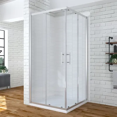 Produktbild von Duschkabine 90x80x185 cm Eckdusche Schiebetür Eckeinstieg Duschabtrennung Glas Einscheibensicherheitsglas (ESG)
