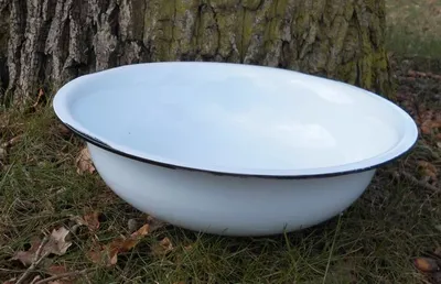 Produktbild von Eisenschale Eisenschüssel Pflanztopf Pflanzschale Emaille-Optik weiß Ø 40 cm
