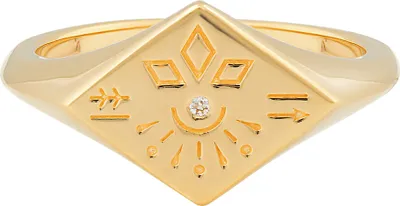 Produktbild von Cai Ring 925 Silber vergoldet Siegelring Raute Tattoo 41185190969438