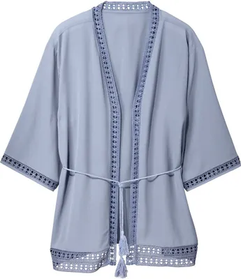 Produktbild von Esmara Kimono Robe Gewand kurzarm Oberteil Sommer Jacke Fliederblau M