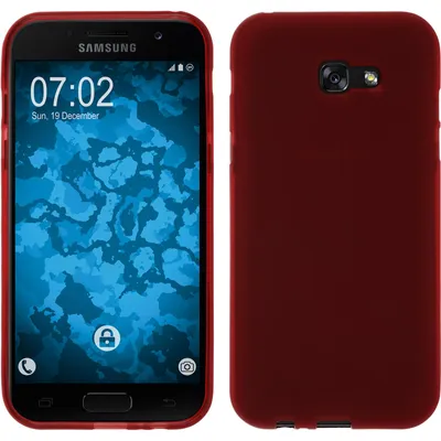 Produktbild von PhoneNatic Case kompatibel mit Samsung Galaxy A7 (2017) - rot Silikon Hülle matt + 2 Schutzfolien