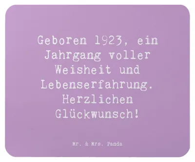 Produktbild von Mr. & Mrs. Panda Mauspad Spruch 1923 Geburtstag - Lavendeltraum - Geschenk, Lebenserfahrung, Happy Birthday, laptop, Alter, Mouse Pad, Glückwunsch, Mousepad, 100., Feier