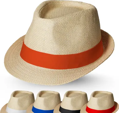 Produktbild von Sommerhut 'Salvador' Uni - Sonnenhut für Damen & Herren im Trilby-Design mit stylischem Klettverschlussband - beige/orange