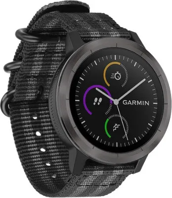 Produktbild von Strap-it Garmin Vivoactive 3 Nylon Schnallenband (Schwarz / Grau)