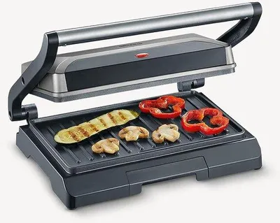 Image de Grill à panini antiadhésif 800 W, gris/noir