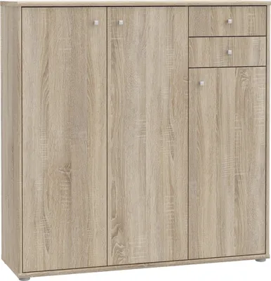 Produktbild von Sideboard >TEMPRA2< 3 Türen, 2 Schübe, in Sonoma Eiche Nachbildung - 108,8x111,1x34,8cm (BxHxT)