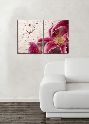 Produktbild von Opviq, 2P3040CS- CLA2621, Bunt, Wanduhren, 64 x 40 cm, 100% Wildleder -Leinwand