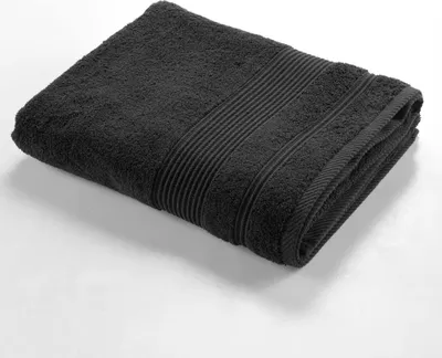Image de Serviette de bain - Douceur d'Intérieur - Coton - 150x90 cm - Noir