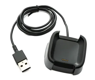 Produktbild von SYSTEM-S USB 2.0 Kabel 95 cm Ladestation für Fitbit Versa 1 Smartwach in Schwarz