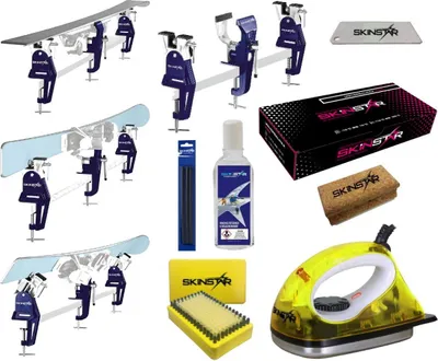 Image de Kit de fartage pour skis avec tendeur de skis de course professionnel, fart universel et fer à farter, 11 pièces, Glide Wax