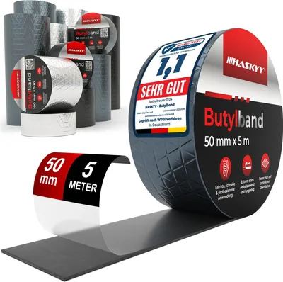 Produktbild von HASKYY Dichtband Butyl-Tape 50x5000 mm d=1,5 mm Anthrazit Klebeband wasserdicht
