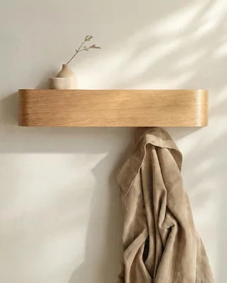 Produktbild von Wandgarderobe šC Moderne Garderobe mit verdeckten Wandhaken šC Massivholzfurnierplatte