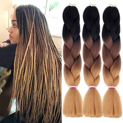 Produktbild von Kunsthaar FlechtExtensions Ombre Braun Jumbo Braid 24 Zoll 100g 3 Stück Kanekalon