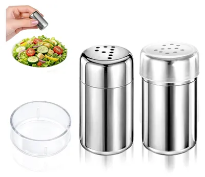 Produktbild von 2 Mini-Salzstreuer für unterwegs, 5ml mit Deckel, Edelstahl Gewürzflaschen für Reisen, Staubzuckerstreuer, Salz- und Pfefferstreuer für Camping und Grillen im Freien