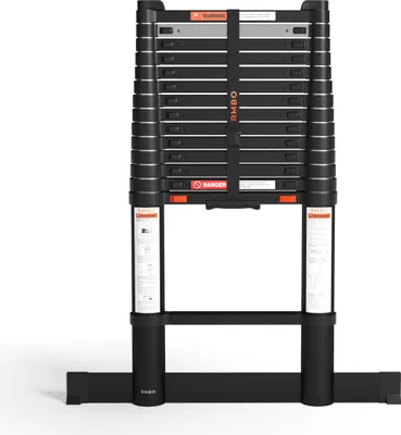 Produktbild von RMBO Teleskopleiter 4,4 m lang, Soft-Closing, Max. Belastung 150 kg, EN 131.6, Anlegeleiter, Klappbare Leiter