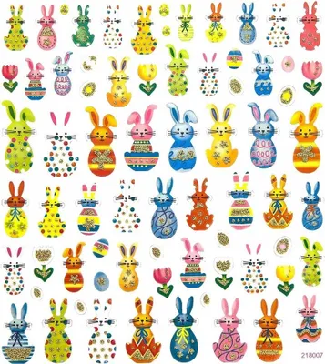 Produktbild von OSTERN AUFKLEBER dekorative Hasen OSTEREIER Scrapbooking 71 Stück DpCraft