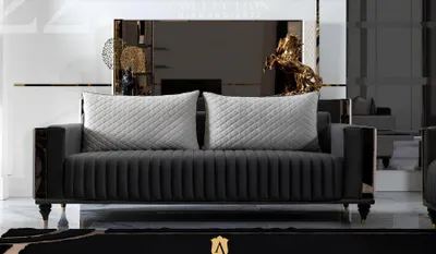 Image de Canapé 3 places rembourré Design Canapé 3 places Chambre Moderne Noir Nouveau