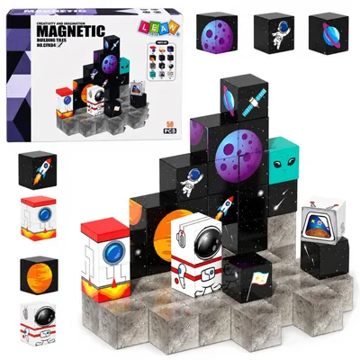 Produktbild von Set aus magnetischen Bausteinen, Würfeln, Pixeln, 3D-Raum, 50 Stück