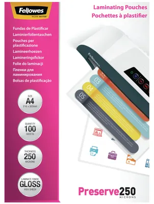Produktbild von Fellowes Laminierfolie A4 250 mic glänzend - 100 Stück