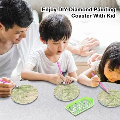 Produktbild von Famanu Untersetzer für Diamantmalerei mit Halter - 8 Stück, DIY für Anfänger und Erwachsene