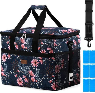 Produktbild von Packaway 4-lagige isolierte Kühltasche – Lunchtasche 40 Liter – Japanisches Blumenmuster