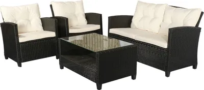 Produktbild von Zestaw mebli ogrodowych Outsunny Polyrattan Seating Set 4 pcs Zestaw mebli ogrodowych czarny