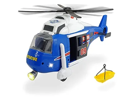 Produktbild von Dickie 203308356 Toys Spielzeughelikopter mit batteriebetriebenen Drehpropeller, Helikopter mit beweglicher Seilwinde, inkl. Trage, Licht & Sound, Batterien enthalten, 41 cm, ab 3 Jahren