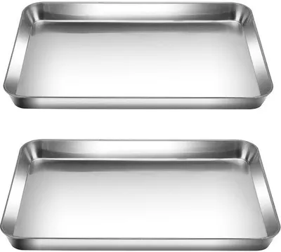 Produktbild von Ibenzoa® Backblech-Set 2er – Edelstahl 40×30×2,5 cm, Antihaftbeschichtung, spülmaschinenfest, hitzebeständig bis 250 °C, multifunktional