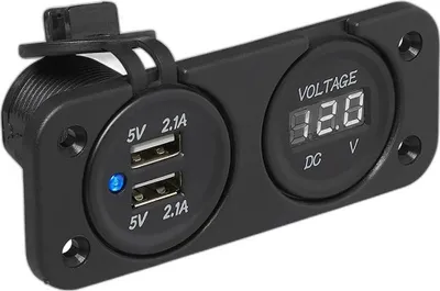 Obrázek produktu pro Sada pro zapuštěnou montáž: voltmetr 6-30V + USB port dvojitý typ A 2x2100mA