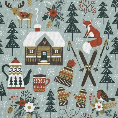 Image de OUTDOOR DECOSTOFFS OXFORD - Motif hiver dans la forêt