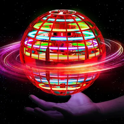 Produktbild von Fliegender Ball , Flying Spinner, Magic Hover Schwebe Ball, Magischer Ball, Zauberball, LED UFO Ball Toys, Bumerang, Spielzeug Drohne Red