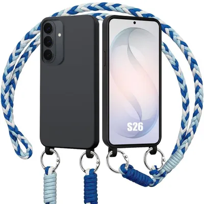 Image de Coque pour Samsung Galaxy S26, Protection TPU Slim Anti-Rayures avec Lanière Bleue
