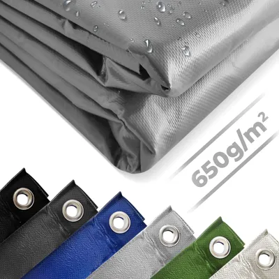 Produktbild von Jago® Abdeckplane-650g/m², Wasserdicht & Reißfest, Farbwahl & Großenwahl Beidseitig Beschichtet-Schutzplane, Gewebeplane (3x5, Grau)
