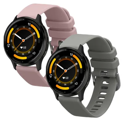 Produktbild von kwmobile 2x Uhrenarmband für Garmin Venu 3 Armband - Fitnesstracker Band Set aus TPU Silikon - Ersatzarmband Smartwatch - Grau Lavendel